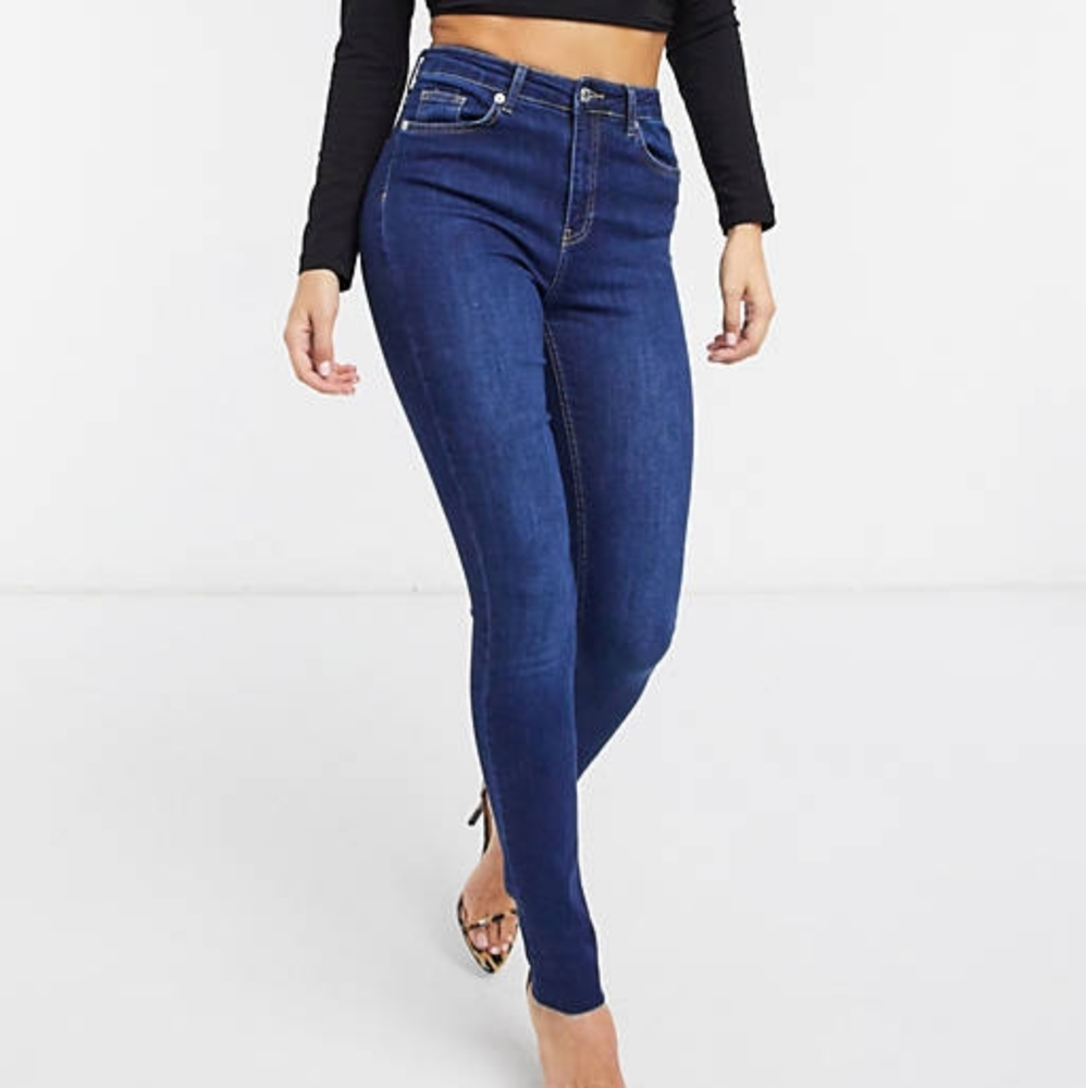 NWT ASOS High Rise Skinny Jean Raw Stepped Hem